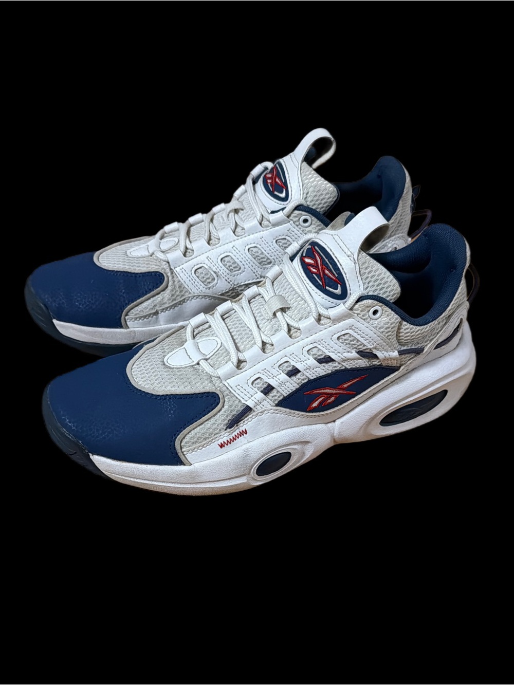 Reebok Solution A.I. Iverson White, Navy & Red Retro Sneakers size 10.5 GUC